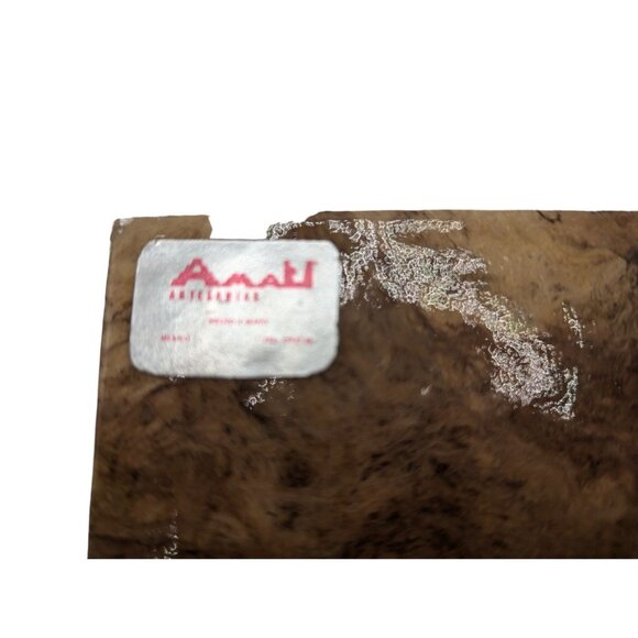 VTG Handmade Amati Painted Bark Box With Blue Peacock Design & Hinged Lid - Picture 4 of 12